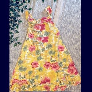 Cute Yellow Floral Hawaiian Print Kids Dress